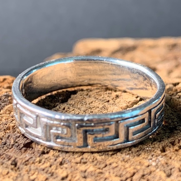 Other - Silver Ring Greek Meander Geometric  - Sz 12